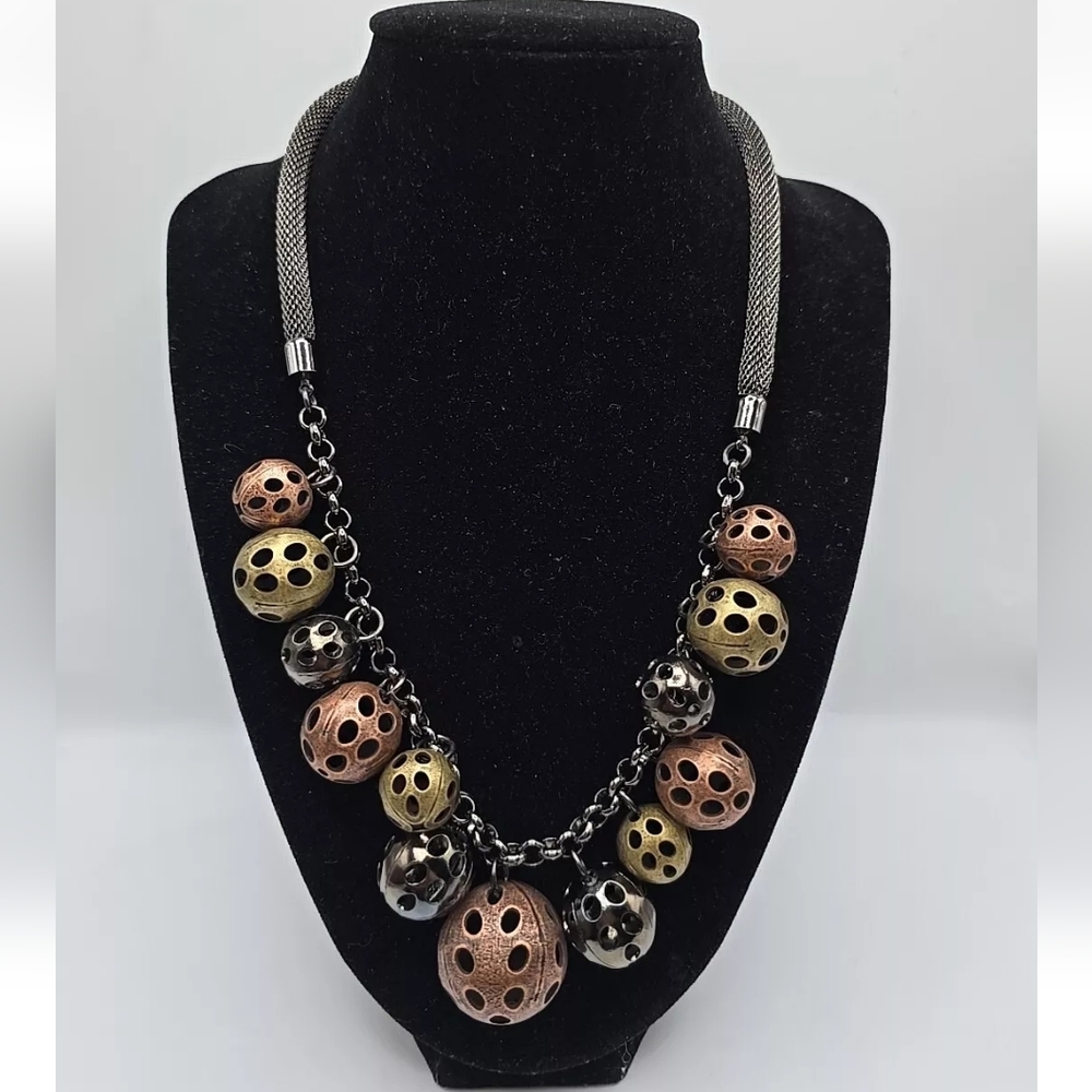 Erica Zap Perforated Beads and Mesh Necklace